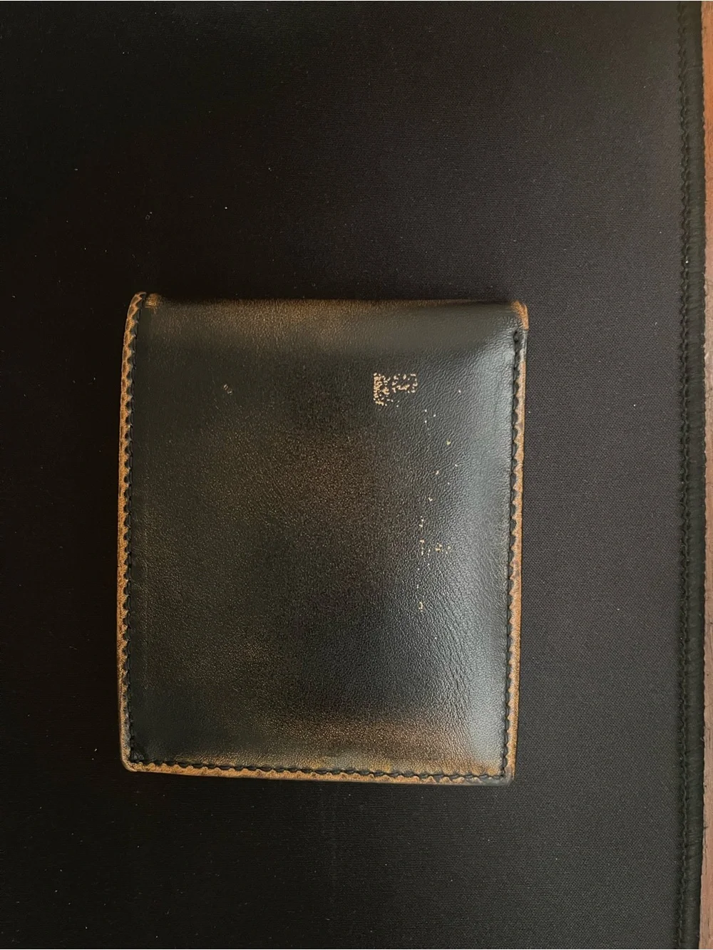 Fossil Black Leather Wallet with Tan‎ Stitching